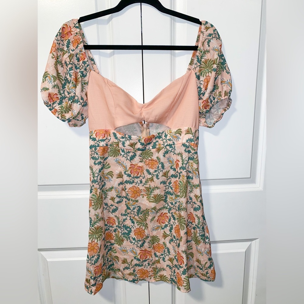 SHEIN Floral Print Cutout Puff Sleeve Mini Dress | Never worn | Large